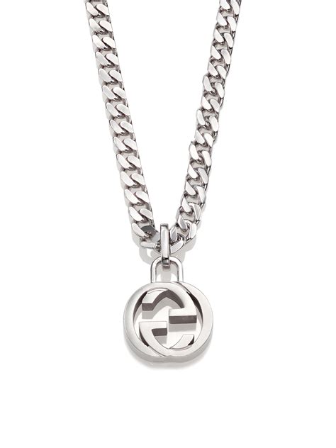 mens gucci necklace uk|gucci silver interlocking necklace.